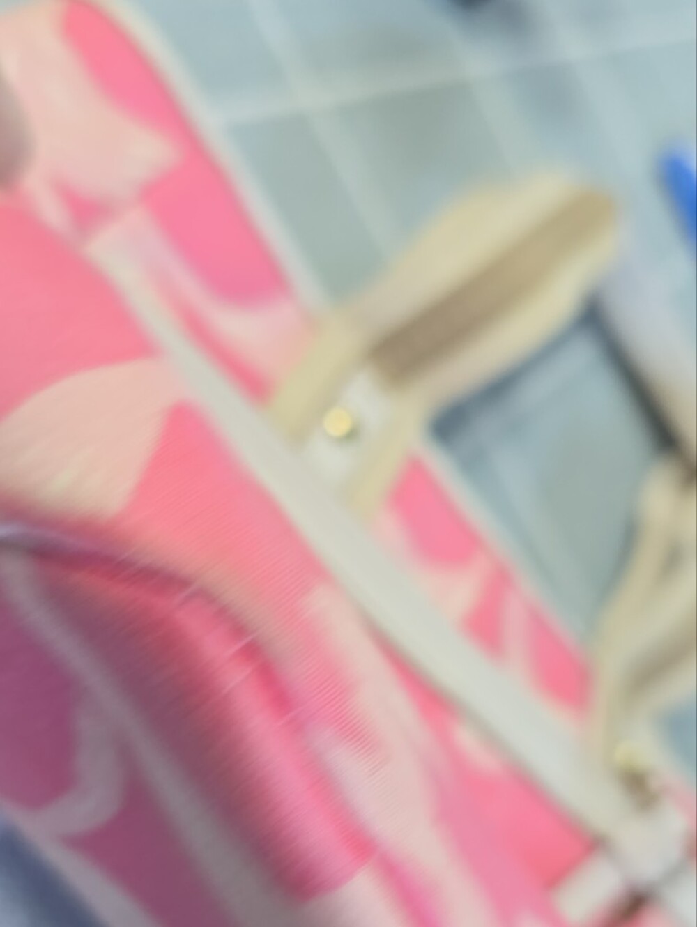 Coach Pink Patterned Tote with Cream Handles - Picture 9 of 13